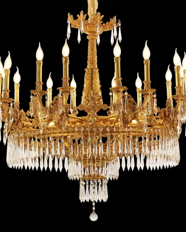 Sully Empire Crystal Chandelier, 41" in antique brass