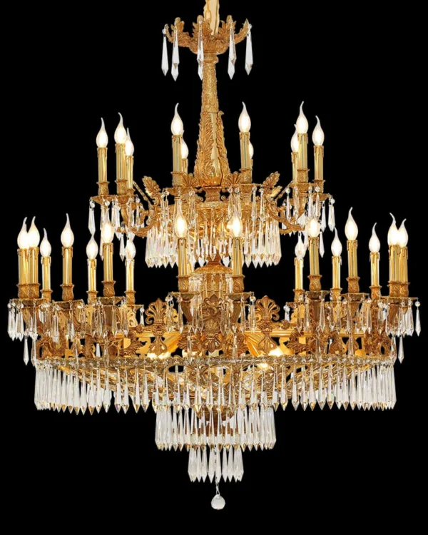 Sully Empire Crystal Chandelier, 49" in antique brass