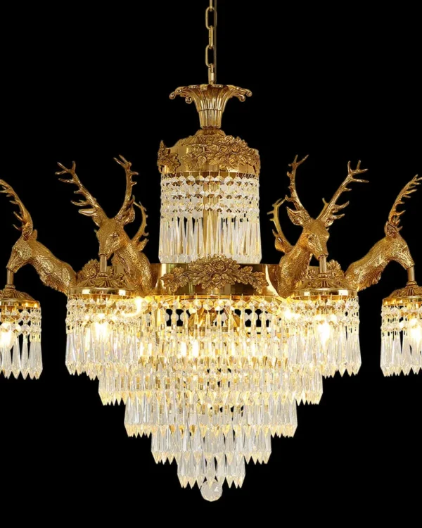 Talleyrand Empire Crystal Chandelier, 35" in antique brass