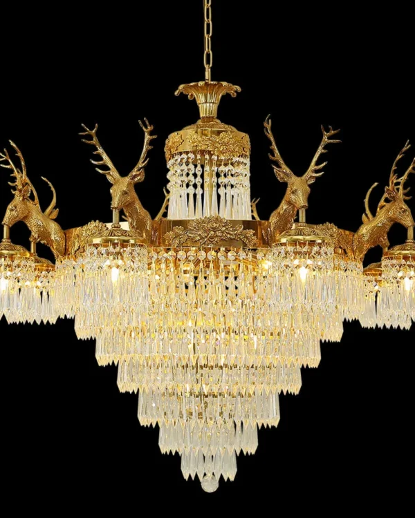 Talleyrand Empire Crystal Chandelier, 43" in antique brass