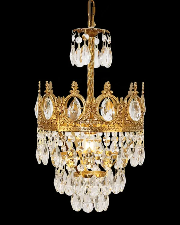 Trianon Empire Crystal Chandelier, 9" in antique brass