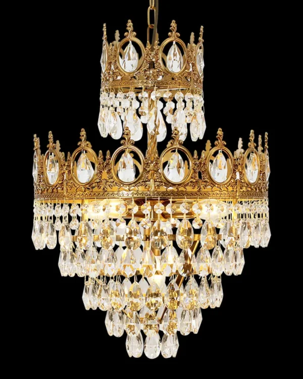 Trianon Empire Crystal Chandelier, 15" in antique brass