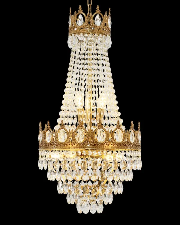 Trianon Empire Crystal Chandelier, 17" in antique brass
