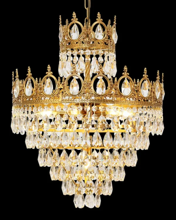 Trianon Empire Crystal Chandelier, 18" in antique brass