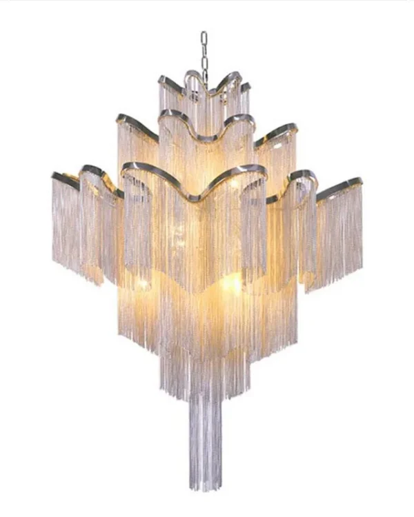 Vivienne Empire Iron 13-Light Chandelier, 35" × 43" H in Polished Chrome in polished chrome