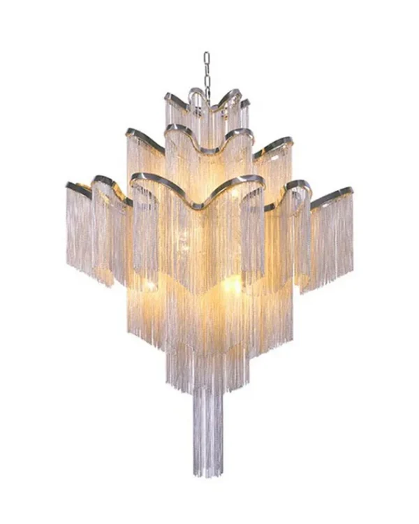 Vivienne Empire Iron 13-Light Chandelier II, 35" × 43" H in Polished Chrome in polished chrome