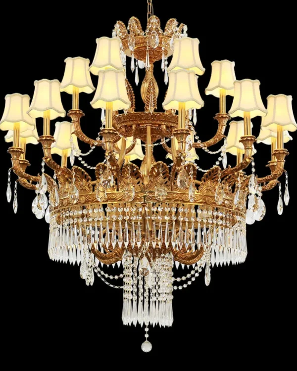 Vivienne Empire Crystal Chandelier, 47" in antique brass