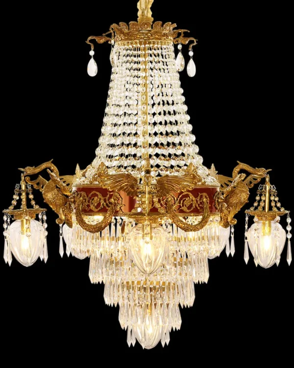 Élysée Empire Crystal Chandelier, 36" in antique brass