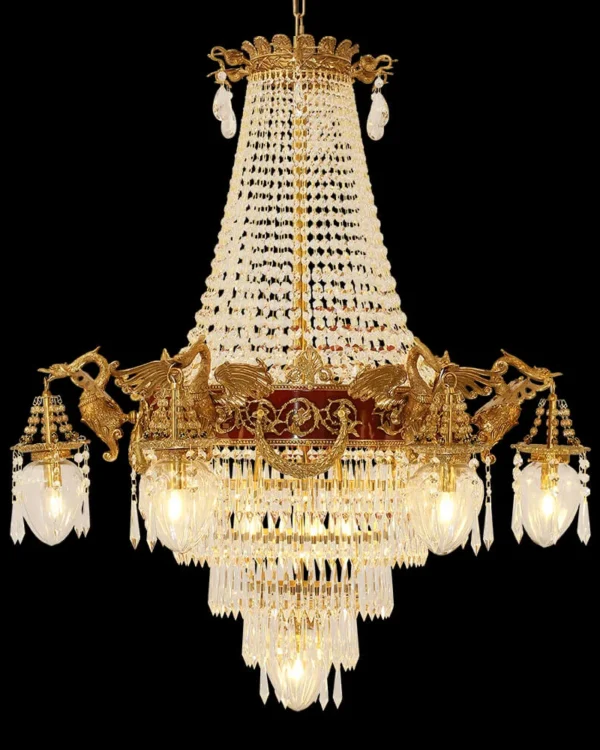 Élysée Empire Crystal Chandelier, 39" in antique brass