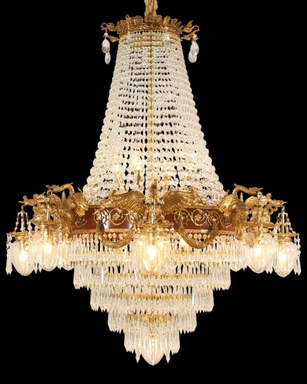 Élysée Empire Crystal Chandelier, 47" in antique brass