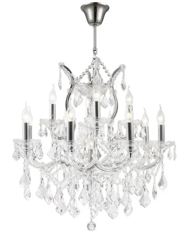 Belvedere Maria Theresa 13-Light Chandelier, 26" in polished chrome