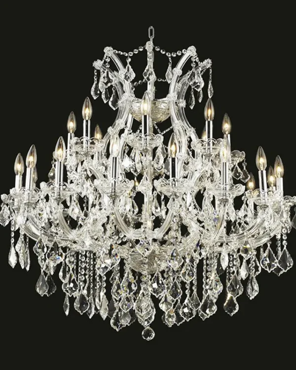 Belvedere Two-Tier Maria Theresa Chandelier, 36" in polished chrome