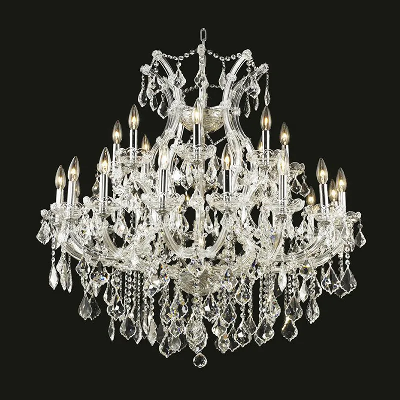 Belvedere Two-Tier Maria Theresa Chandelier, 36" in polished chrome