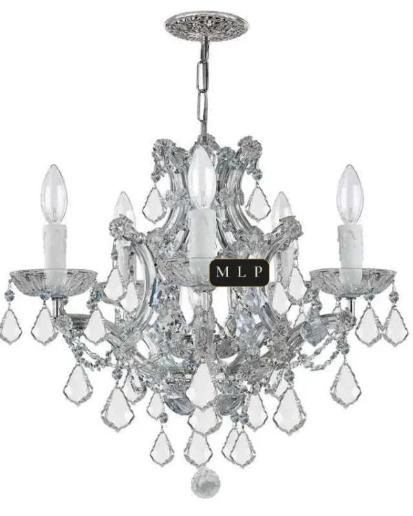 Hofburg Maria Theresa 5-Light Chandelier, 20" × 17" H in Polished Chrome in polished chrome