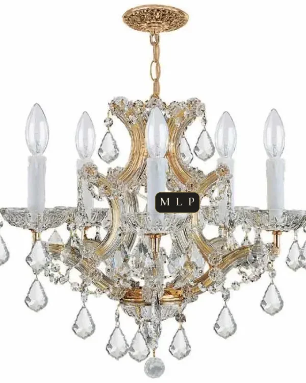 Hofburg Maria Theresa 5-Light Chandelier, 20" × 17" H in Gold in gold