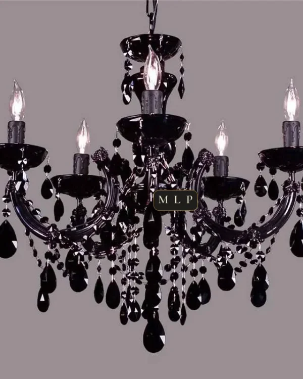 Hofburg Maria Theresa 5-Light Chandelier, 22" × 24" H in Black in black