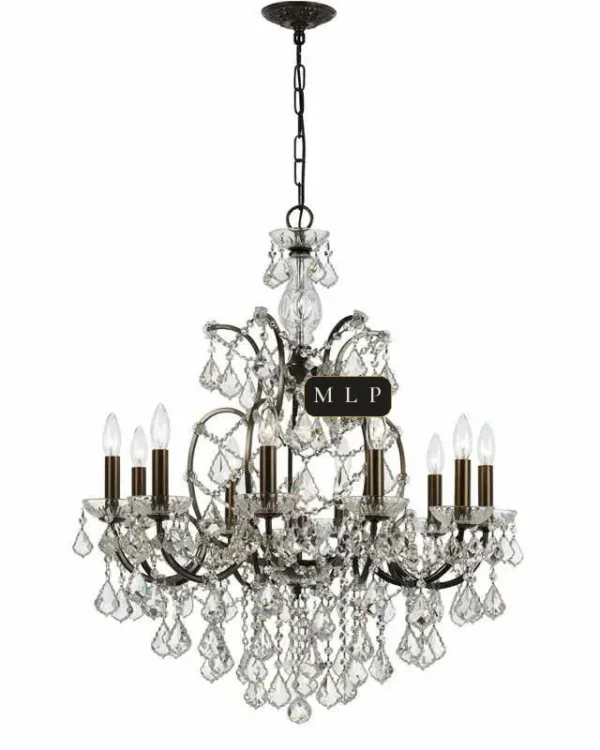 Hofburg Maria Theresa 10-Light Chandelier, 28" in black