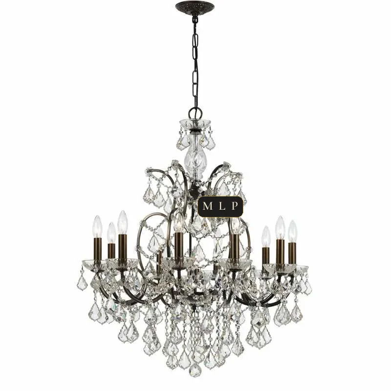 Hofburg Maria Theresa 10-Light Chandelier, 28" in black