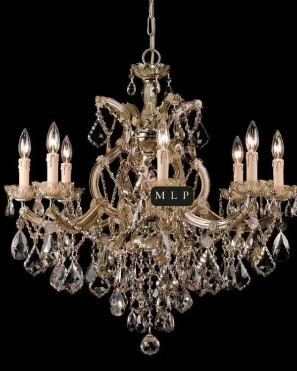 Hofburg Maria Theresa 9-Light Chandelier, 28" in polished chrome