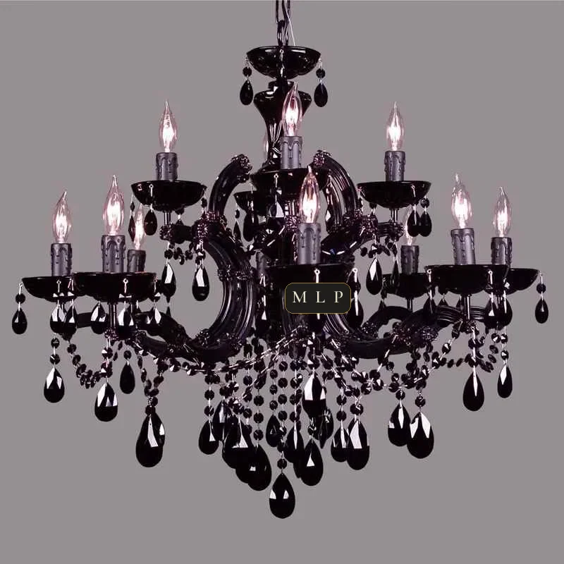 Hofburg Maria Theresa 12-Light Chandelier, 28" × 27" H in Black in black