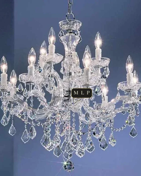 Hofburg Maria Theresa 12-Light Chandelier, 28" × 27" H in Polished Chrome in polished chrome