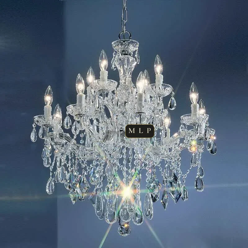 Hofburg Maria Theresa 12-Light Chandelier, 28" × 29" H in polished chrome