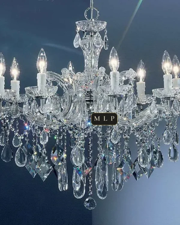 Hofburg Maria Theresa 8-Light Chandelier, 28" × 25" H in polished chrome