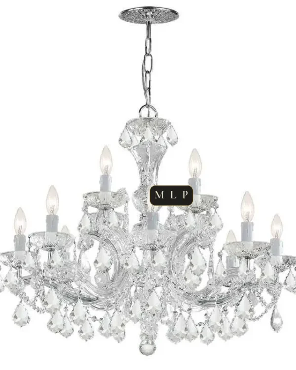 Hofburg Maria Theresa 12-Light Chandelier, 29" × 26" H in polished chrome
