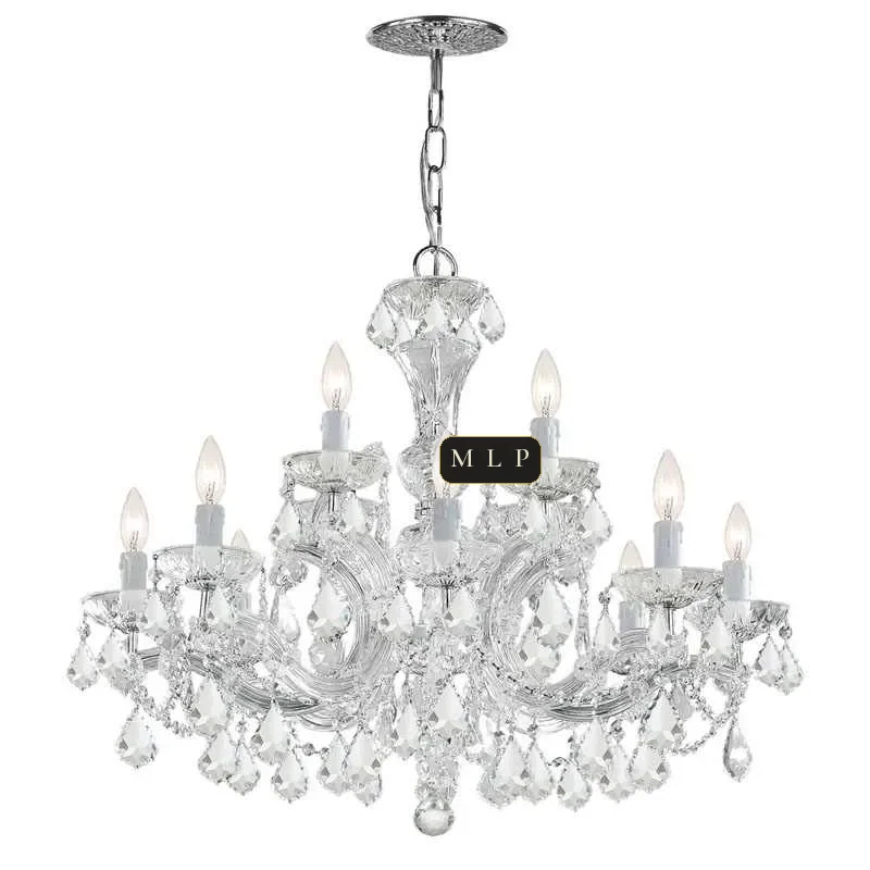 Hofburg Maria Theresa 12-Light Chandelier, 29" × 26" H in polished chrome