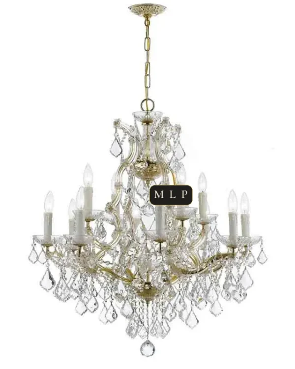 Hofburg Maria Theresa 12-Light Chandelier, 29" × 31" H in polished chrome