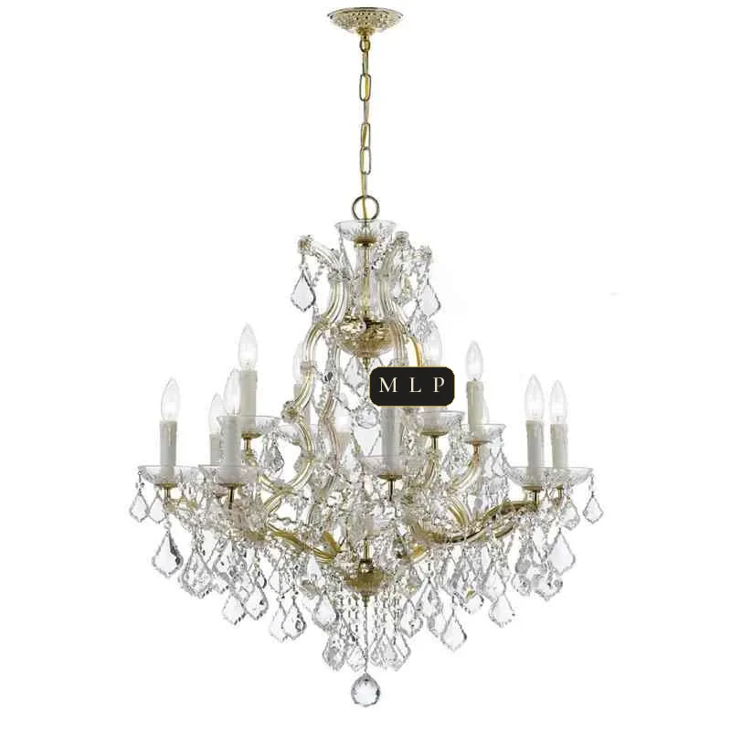 Hofburg Maria Theresa 12-Light Chandelier, 29" × 31" H in polished chrome