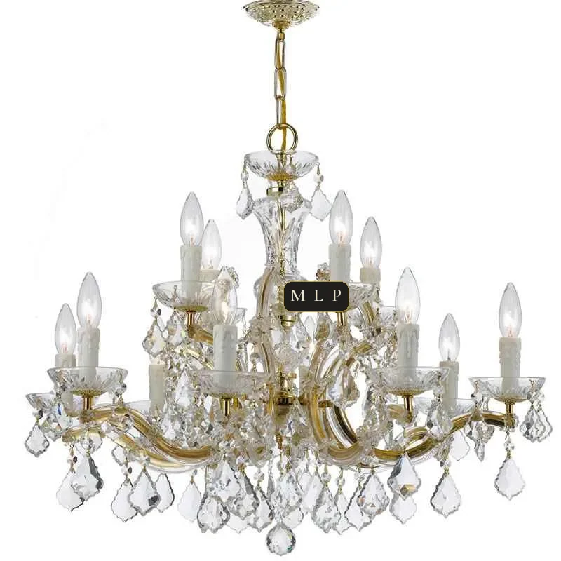 Hofburg Maria Theresa 12-Light Chandelier, 30" × 26" H in gold