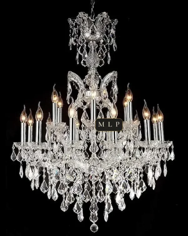 Hofburg Maria Theresa 19-Light Chandelier, 35" in polished chrome