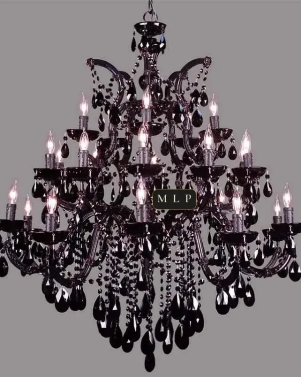 Hofburg Maria Theresa 25-Light Chandelier, 38" × 42" H in black