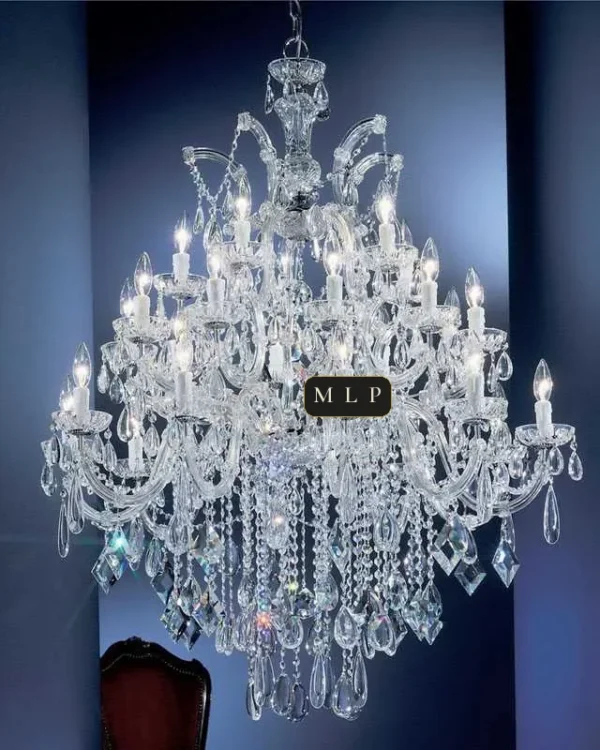 Hofburg Maria Theresa 25-Light Chandelier, 38" × 48" H in polished chrome