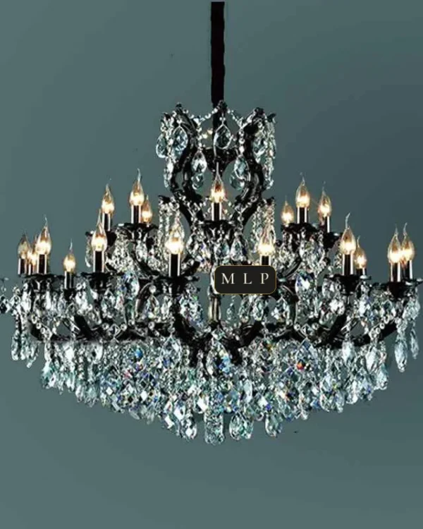 Hofburg Maria Theresa 18-Light Chandelier, 39" in polished chrome