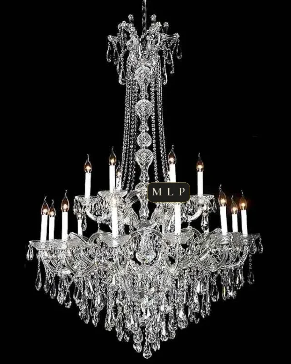 Hofburg Maria Theresa 18-Light Chandelier, 43" × 63" H in polished chrome