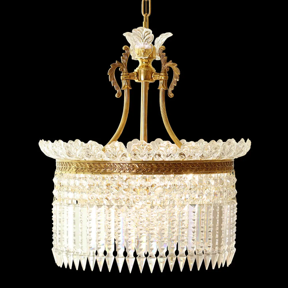 Bristol Crystal Chandelier, 20" in antique brass