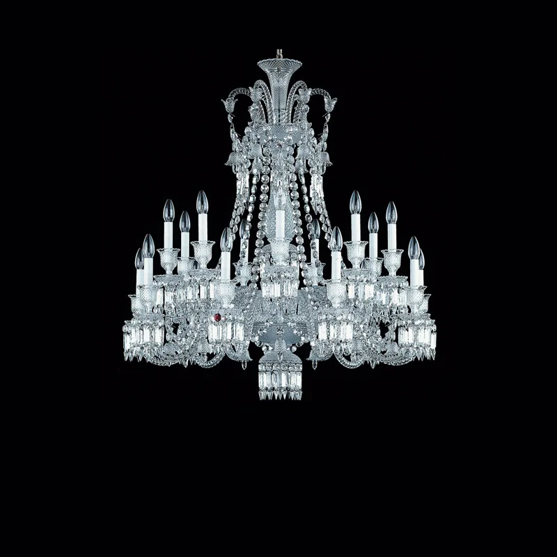 Cristal Crystal 18-Light Chandelier, 40" × 44" H in Polished Chrome in polished chrome