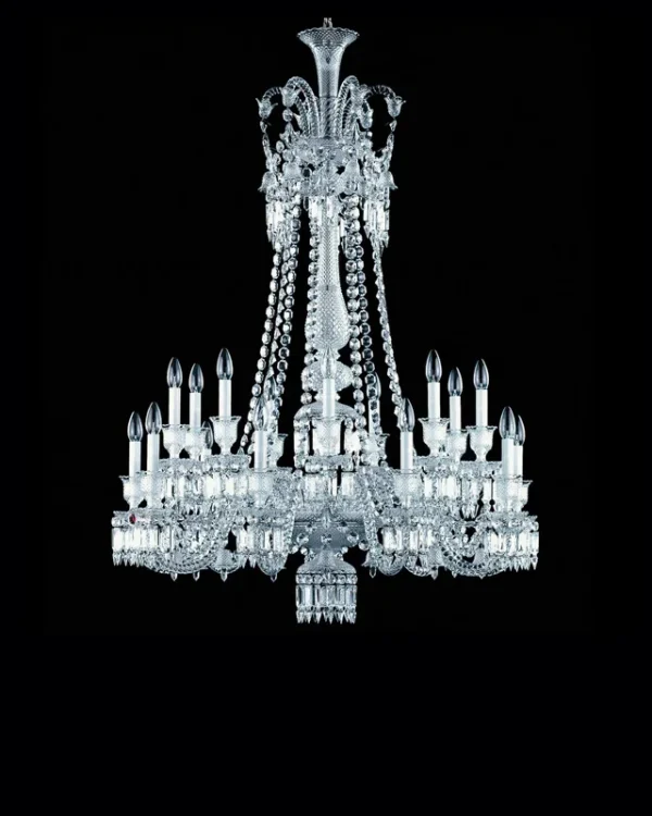 Cristal Linear Crystal Chandelier, 40" in polished chrome