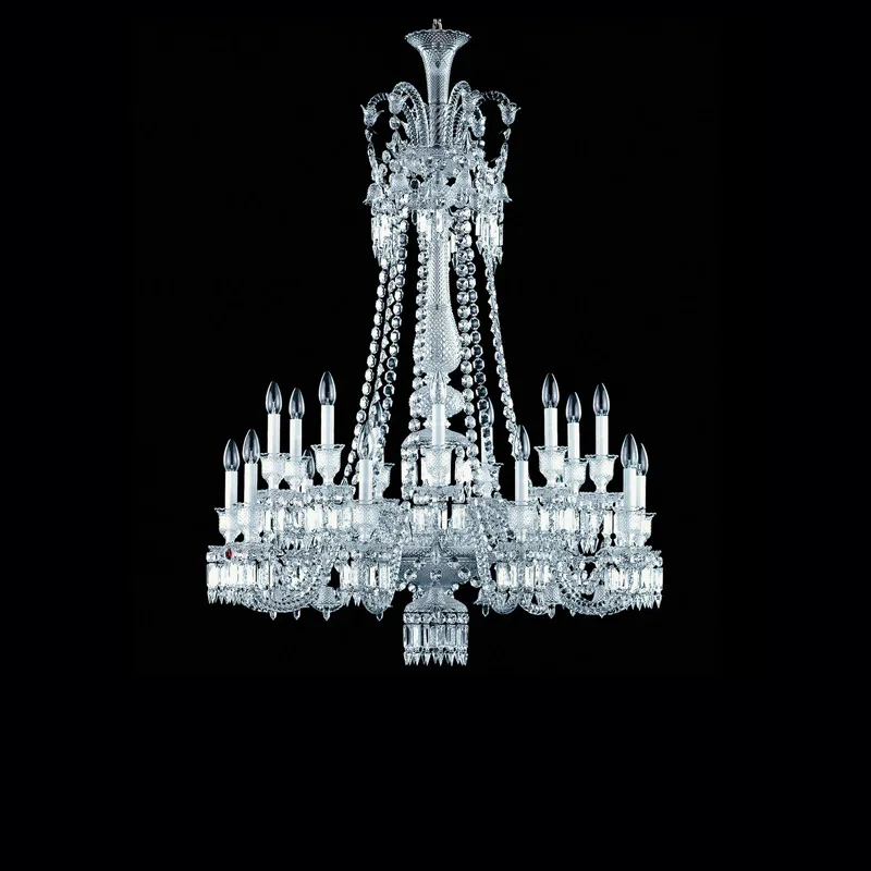 Cristal Linear Crystal Chandelier, 40" in polished chrome