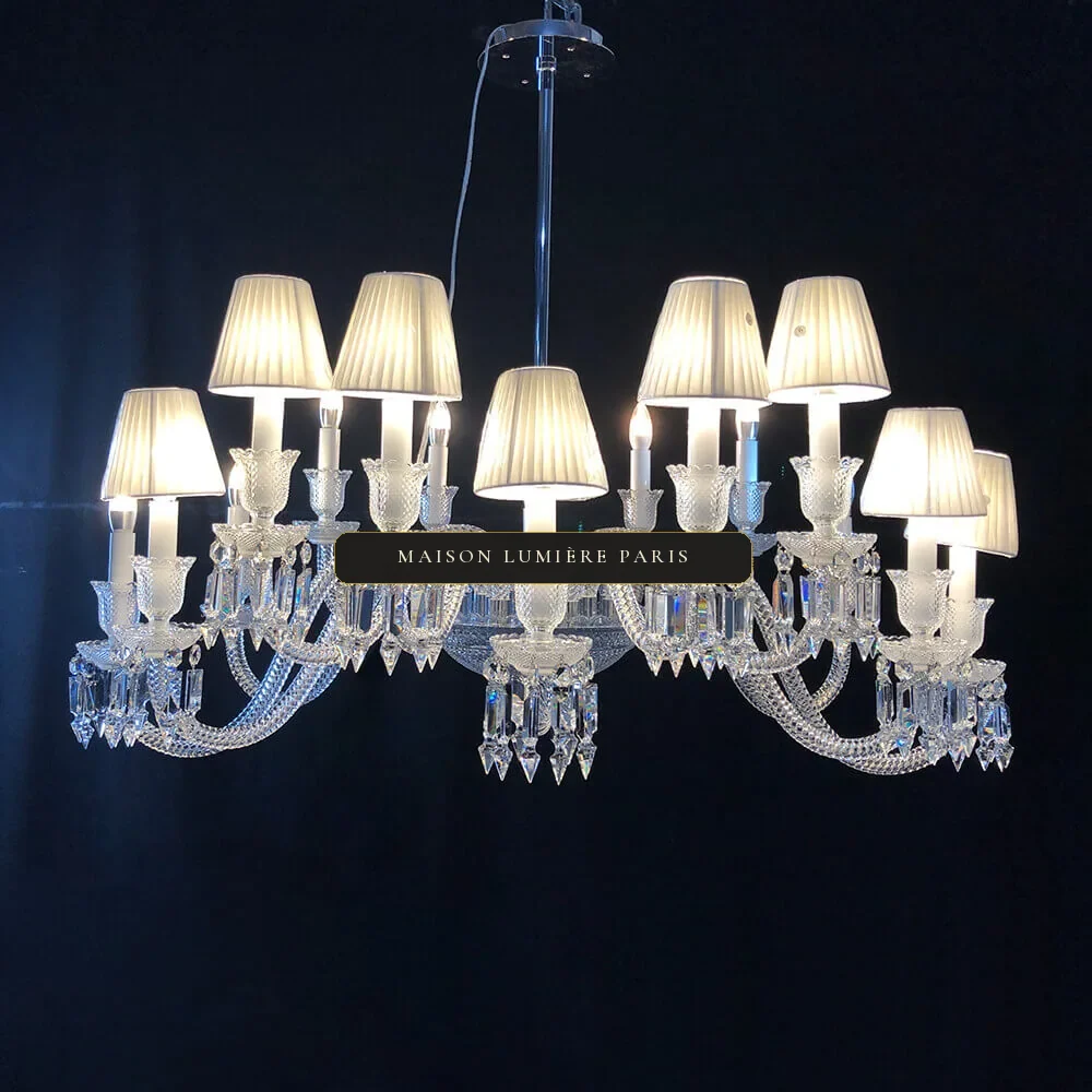 Descartes Crystal Chandelier, 47" in polished chrome