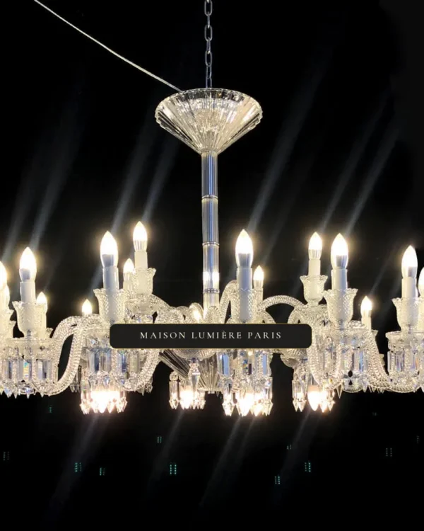 Diderot Crystal Chandelier, 50" in polished chrome