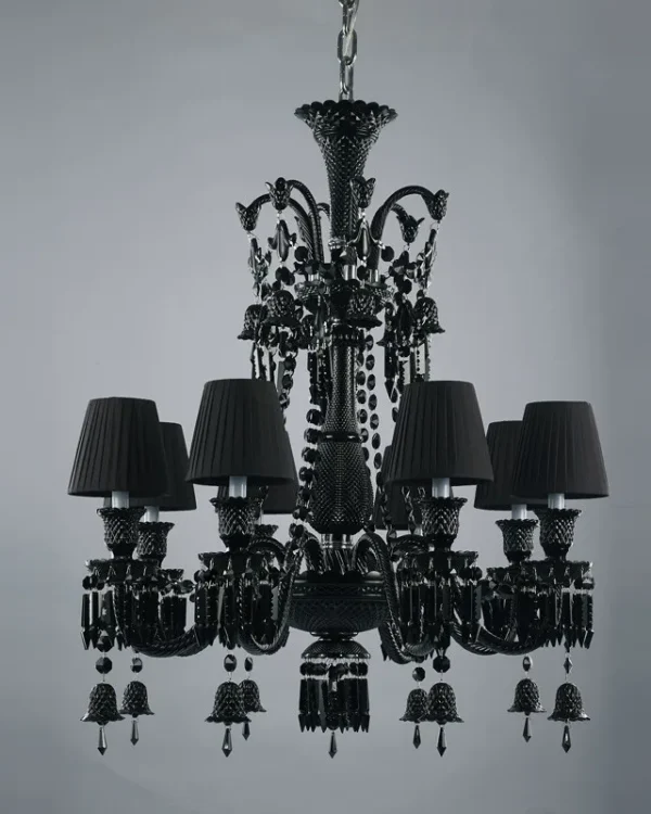 Faubourg Crystal 8-Light Chandelier, 28" × 29" H in Black in black