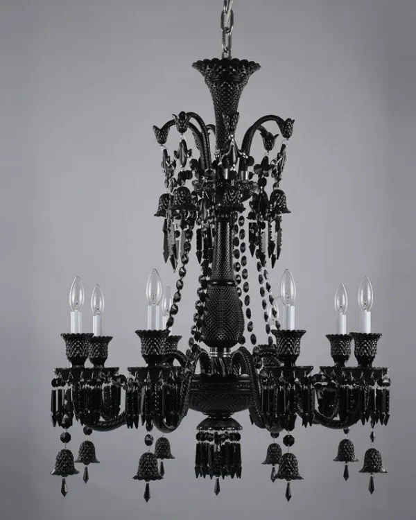 Faubourg Crystal 8-Light Chandelier II, 28" × 29" H in Black in black