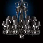 Galerie Crystal 24-Light Chandelier, 43" × 46" H in Black in black