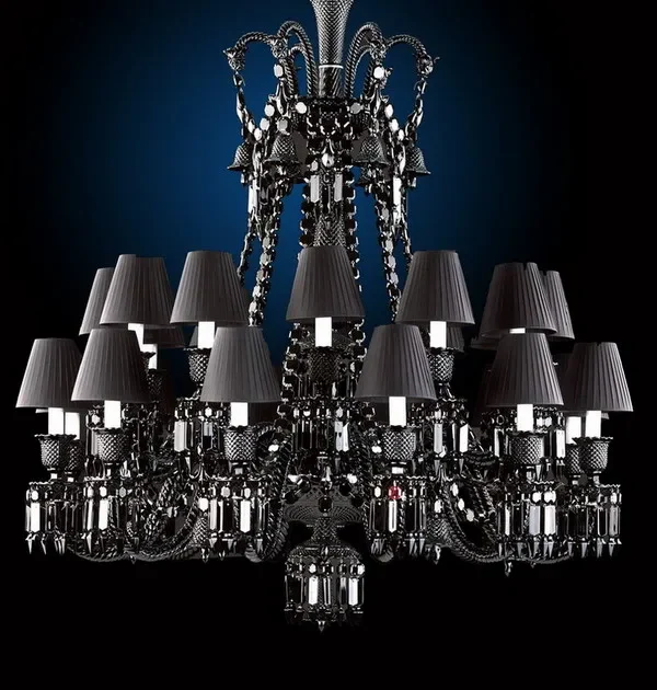 Galerie Crystal 24-Light Chandelier, 43" × 46" H in Black in black