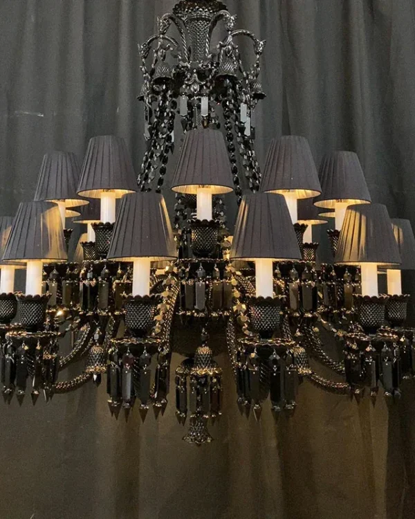 Galerie Crystal 24-Light Chandelier II, 43" × 46" H in Black in black