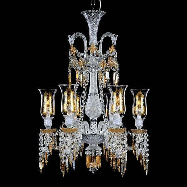 Haussmann Crystal 6-Light Chandelier, 26" in polished chrome