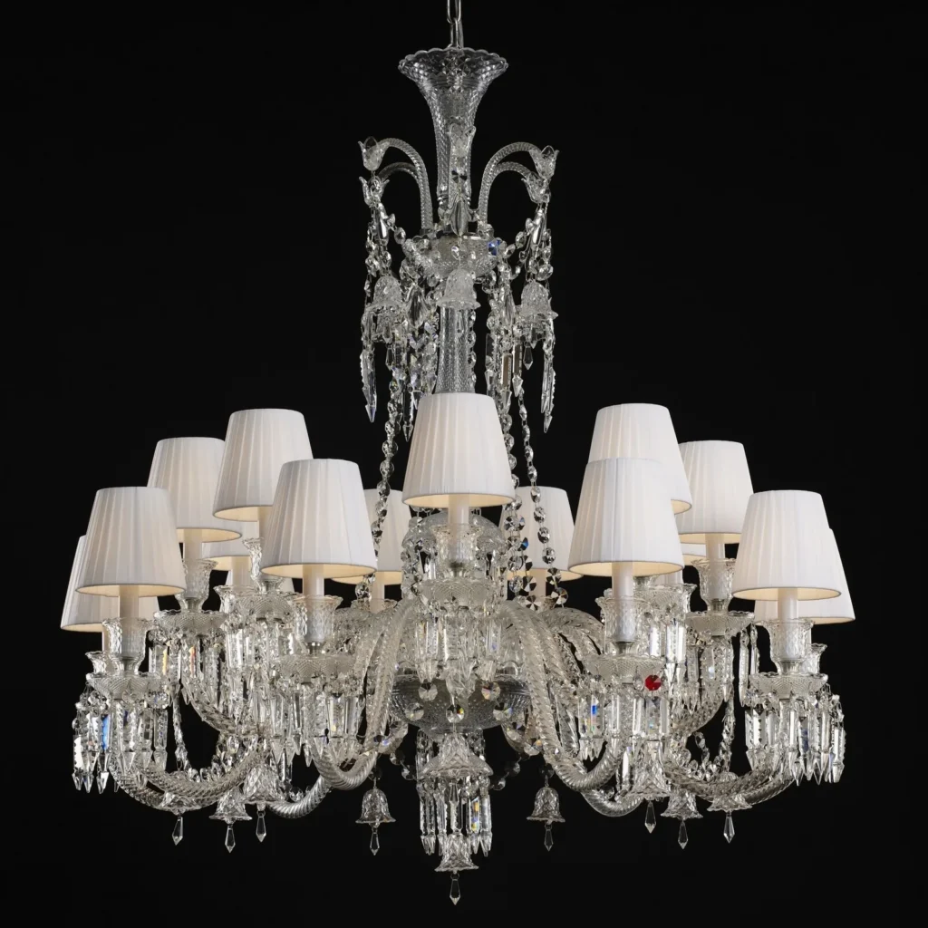 Haussmann Crystal 18-Light Chandelier II, 39" × 43" H in Polished Chrome in polished chrome